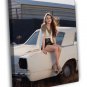 Emilia Clarke Retro White Car Actress WALL 20x16 inch FRAMED CANVAS PRINT