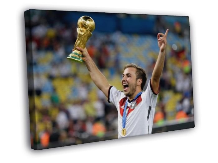 Mario Gotze Final Victory Gold Medal Germany Cup WALL  20x16 inch FRAMED CANVAS PRINT