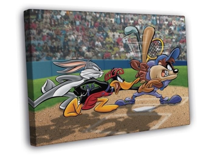 Devil Taz Bugs Bunny Daffy Duck Looney Tunes WALL  20x16 inch FRAMED CANVAS PRINT