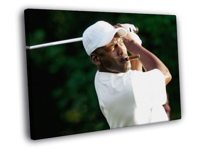 Michael Jordan Legend Golf Cigar Basketball  20x16 inch FRAMED CANVAS WALL PRINT