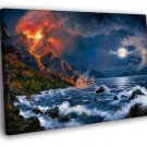 Amazing Painting Art Volcanic Eruption Lava Moon WALL  20x16 inch FRAMED CANVAS PRINT