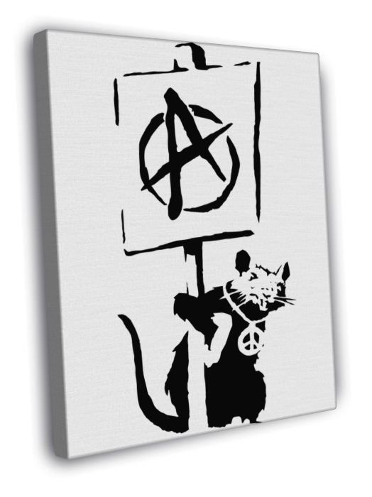 Banksy Rat Anarchy Pacifism Cool Graffiti Art WALL  20x16 inch FRAMED CANVAS PRINT