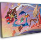 Wile Coyote The Road Runner ACME Rocket Looney Tunes WALL  20x16 inch FRAMED CANVAS PRINT