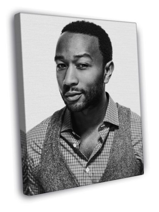 John Legend BW Portrait R&B Soul Singer Hip-Hop Music WALL  20x16 inch FRAMED CANVAS PRINT