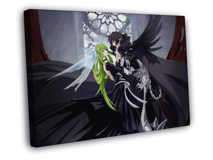 Code Geass Lelouch C C Anime Manga Art  20x16 inch FRAMED CANVAS WALL PRINT