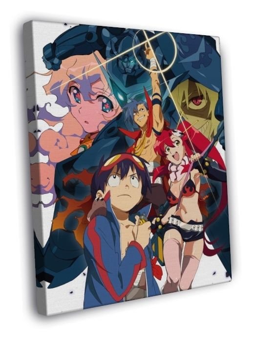Gurren Lagann Characters Anime Beautiful Manga Art  20x16 inch FRAMED CANVAS WALL PRINT