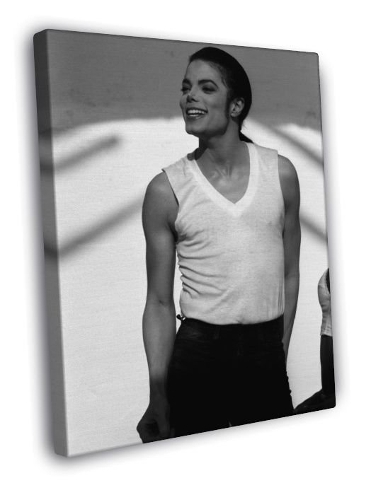 Michael Jackson Amazing Rare BW Portrait Handsome  20x16 inch FRAMED CANVAS WALL PRINT