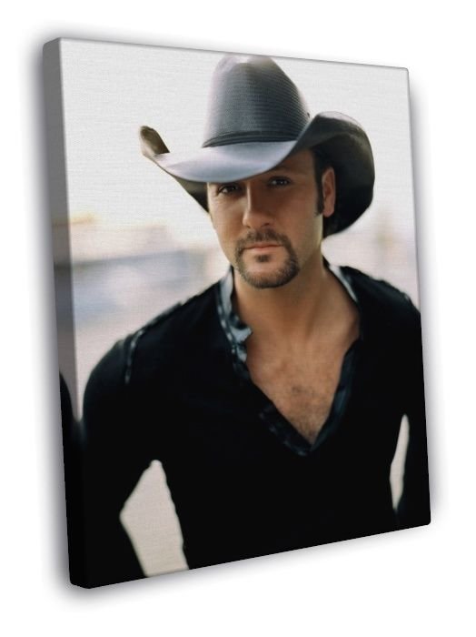 Tim McGraw Portrait Hat Handsome Country Music Singer  20x16 inch FRAMED CANVAS WALL PRINT