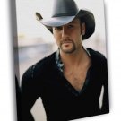 Tim McGraw Portrait Hat Handsome Country Music Singer  20x16 inch FRAMED CANVAS WALL PRINT