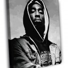 2pac Tupac Shakur Hood BW Portrait Art Gangsta Rap  20x16 inch FRAMED CANVAS WALL PRINT