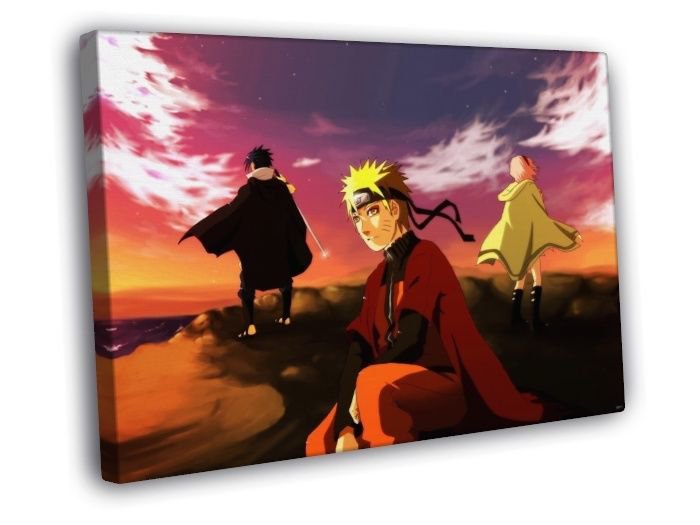 Naruto Team 7 Kakashi Uchiha Sasuke Haruno  20x16 inch FRAMED CANVAS WALL PRINT