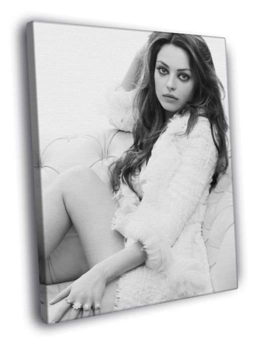 Mila Kunis Beautiful Actress BW Rare  20x16 inch FRAMED CANVAS WALL PRINT