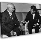 JFK John Kennedy Nikita Khrushchev Soviet 1961 Retro  20x16 inch FRAMED CANVAS WALL PRINT