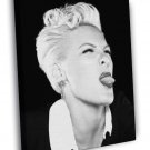 Pink Tongue Funny Rock Pop Singer Music BW  20x16 inch FRAMED CANVAS WALL PRINT