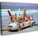 Surfers 1960 Old Retro Vintage Classic  20x16 inch FRAMED CANVAS WALL PRINT