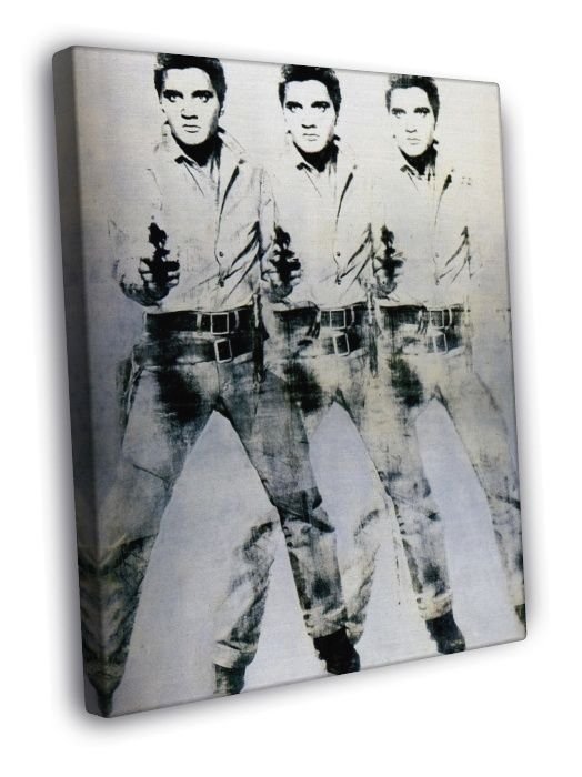 Andy Warhol Triple Elvis 1963 Retro Art WALL  20x16 inch FRAMED CANVAS PRINT