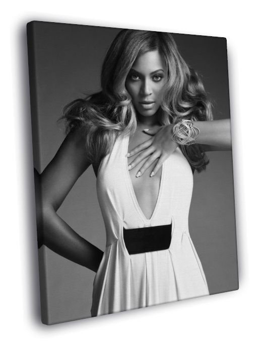 Beyonce R&B Pop Singer BW Rare WALL  20x16 inch FRAMED CANVAS PRINT