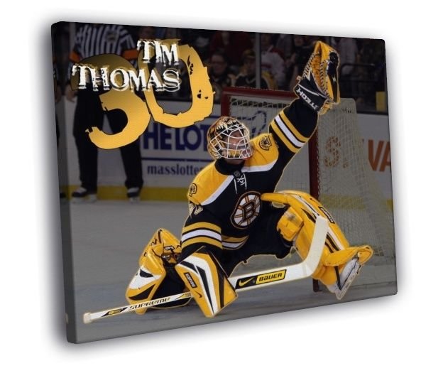 Tim Thomas Boston Bruins Goaltender Painting  20x16 inch FRAMED CANVAS WALL PRINT