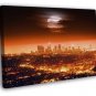Los Angeles Skyline Full Moon Night City Lights LA  20x16 inch FRAMED CANVAS WALL PRINT