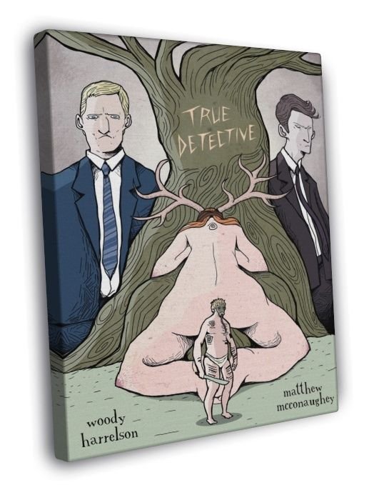 Rust Cohle Marty Hart Art True Detective TV Series  20x16 inch FRAMED CANVAS WALL PRINT
