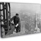 Worker Skyscraper Empire State Building Old Retro WALL  20x16 inch FRAMED CANVAS PRINT