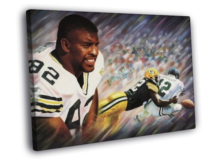 Reggie White Green Bay Packers Signature Art  20x16 inch FRAMED CANVAS WALL PRINT