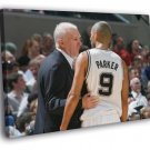 Tony Parker Gregg Popovich San Antonio Spurs  20x16 inch FRAMED CANVAS WALL PRINT