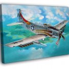 Douglas A-1H Skyraider Air Forces WW2 War Military  20x16 inch FRAMED CANVAS WALL PRINT