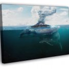 Giant Whale Sea Volcano Fantasy Art Animal Nature  20x16 inch FRAMED CANVAS WALL PRINT