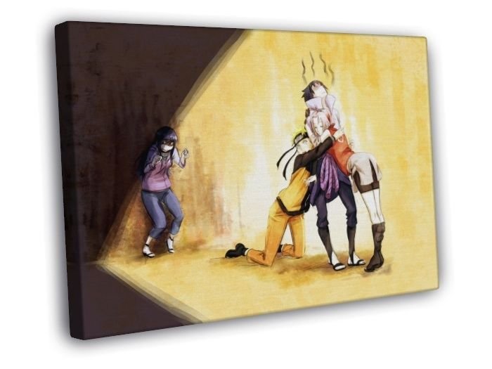 Naruto Uchiha Sasuke Haruno Sakura Hyuuga Hinata Anime  20x16 inch FRAMED CANVAS WALL PRINT