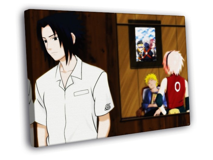 Naruto Sasuke Uchiha Sakura Haruno Anime Manga  20x16 inch FRAMED CANVAS WALL PRINT