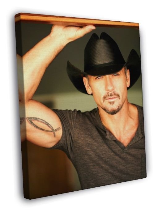 Tim McGraw Portrait Hat Tattoo Handsome Country Music  20x16 inch FRAMED CANVAS WALL PRINT