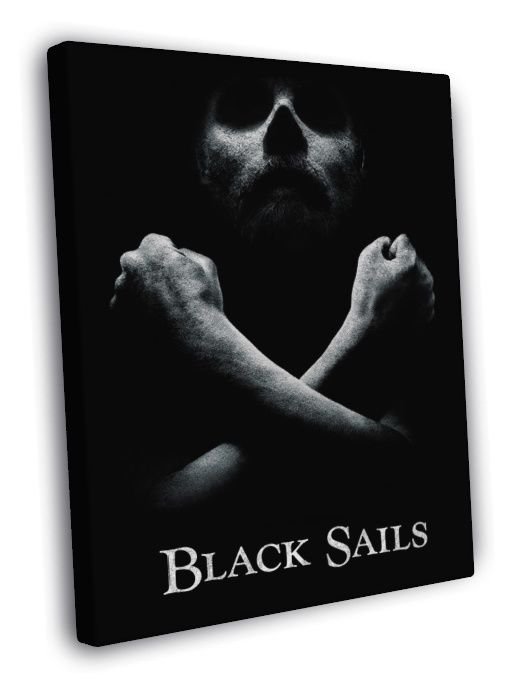 Black Sails Jolly Roger Pirate TV Series BW  20x16 inch FRAMED CANVAS WALL PRINT
