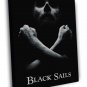 Black Sails Jolly Roger Pirate TV Series BW  20x16 inch FRAMED CANVAS WALL PRINT