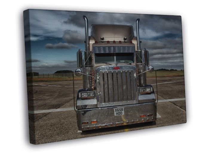 Peterbilt Truck Trailer Car Chrome Awesome WALL  20x16 inch FRAMED CANVAS PRINT