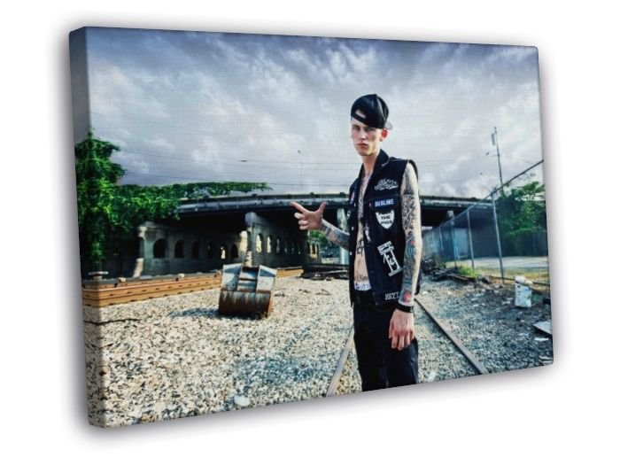 Machine Gun Kelly MGK Rapper Hip-Hop Music Rap  20x16 inch FRAMED CANVAS WALL PRINT