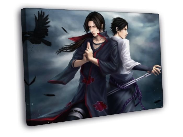 Naruto Uchiha Itachi Sasuke Beautiful Anime  20x16 inch FRAMED CANVAS WALL PRINT