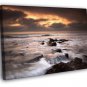 Sunset Sea Rocks Waves Foam Beautiful Nature  20x16 inch FRAMED CANVAS WALL PRINT