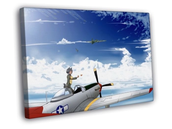 Strike Witches Airplane Sky Clouds Anime Manga WALL  20x16 inch FRAMED CANVAS PRINT