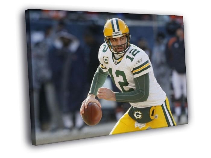 Aaron Rodgers Green Bay Packers Football Sport WALL  20x16 inch FRAMED CANVAS PRINT