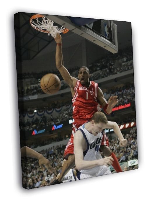 Tracy McGrady Houston Rockets Monster Dunk Basketball WALL  20x16 inch FRAMED CANVAS PRINT