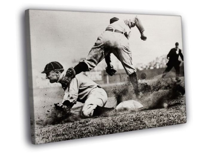 Ty Cobb Detroit Tigers Vintage Retro Classic  20x16 inch FRAMED CANVAS WALL PRINT