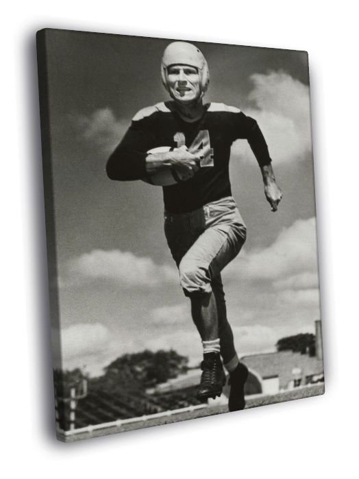Don Hutson Green Bay Packers Classic Retro BW  20x16 inch FRAMED CANVAS WALL PRINT