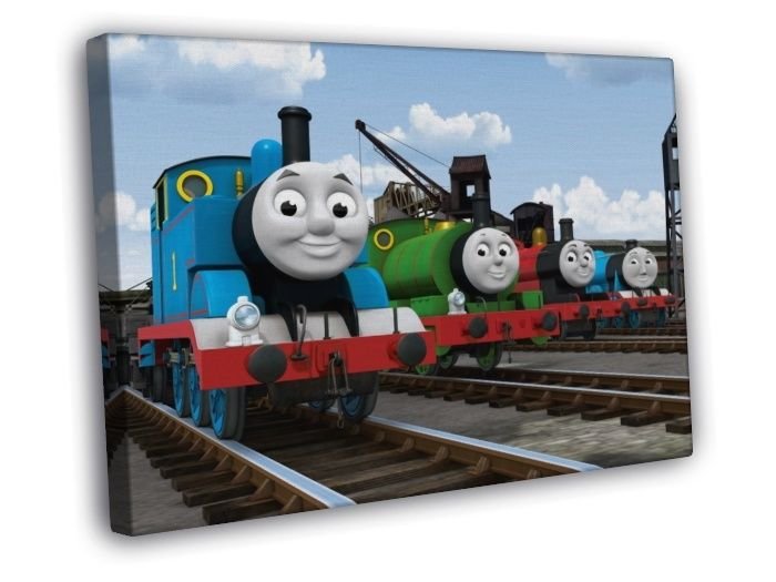 Thomas the Tank Engine & Friends Cool Cartoon Art Kids  20x16 inch FRAMED CANVAS WALL PRINT