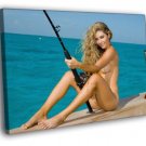 Shawn Dillon Hot Nude Model Naked Fishing  20x16 inch FRAMED CANVAS WALL PRINT