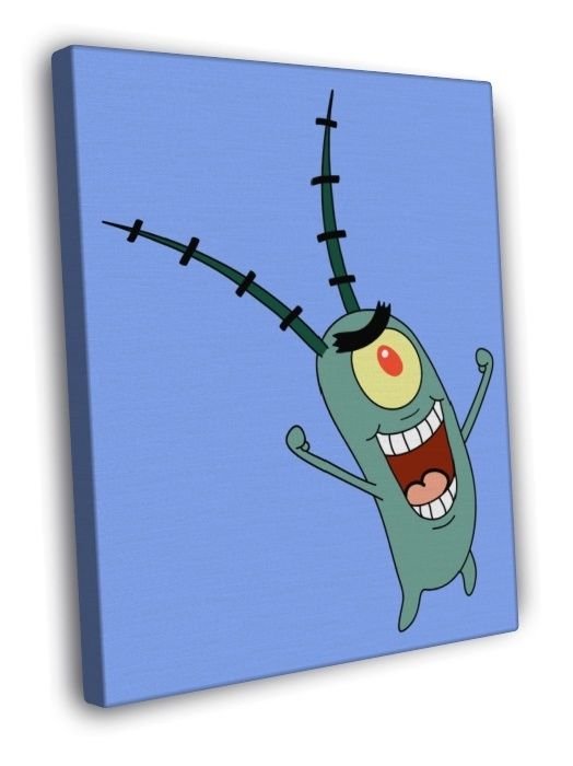 Sheldon J. Plankton SpongeBob SquarePants Cool Art WALL  20x16 inch FRAMED CANVAS PRINT