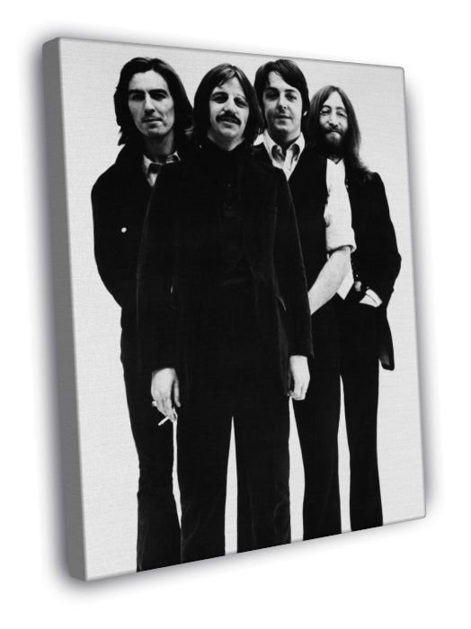 Great BW George Ringo Paul John Lennon WALL  20x16 inch FRAMED CANVAS PRINT