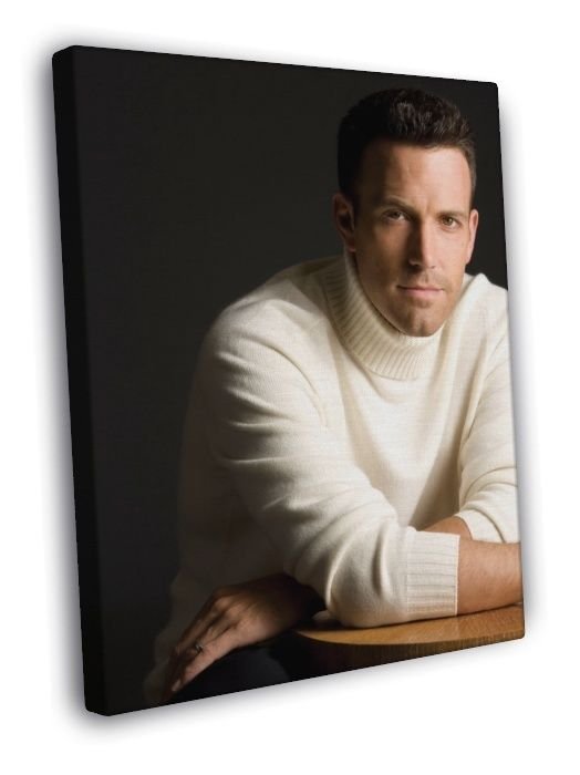 Ben Affleck Actor Portrait Handsome WALL  20x16 inch FRAMED CANVAS PRINT