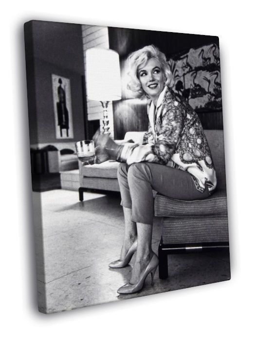Marilyn Monroe Old Retro Classic Vintage BW  20x16 inch FRAMED CANVAS WALL PRINT