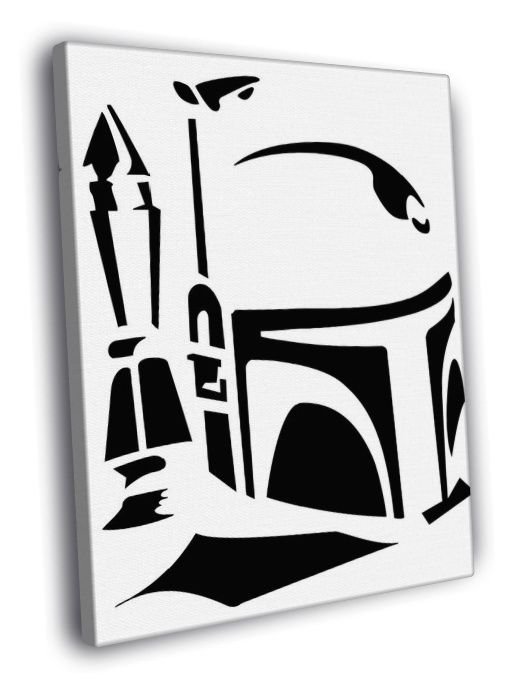 Jango Fett Stencil Artwork Star Wars  20x16 inch FRAMED CANVAS WALL PRINT
